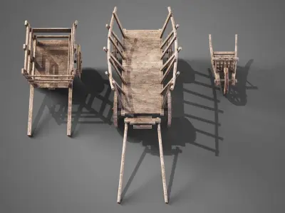 Medieval carts Low-poly 3D model