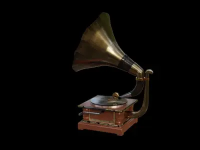 Antique Gramophone Low-poly 3D model
