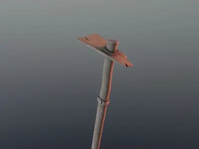 Hoe - Wood Low-poly 3D model