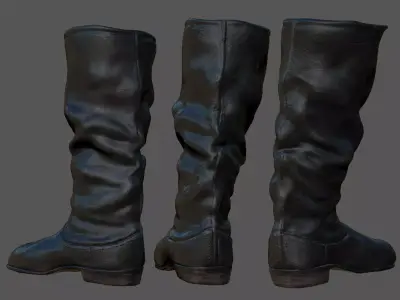 Army Leather Boots Low-poly 3D model