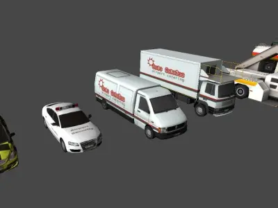 Mobile airport vehicles Low-poly 3D model