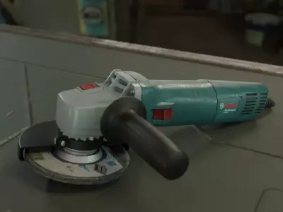 Realistic Power Tool Bosch Angle Grinder with PBR Texture Low-poly 3D model