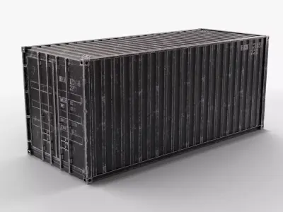 20Ft Cargo Container - Black - Dirty 3D model