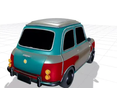Retro Compact Car R2 Low-poly 3D model