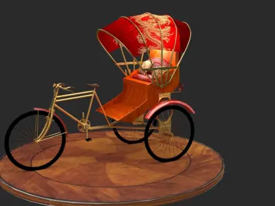 Chinese rickshaw   3D model 2