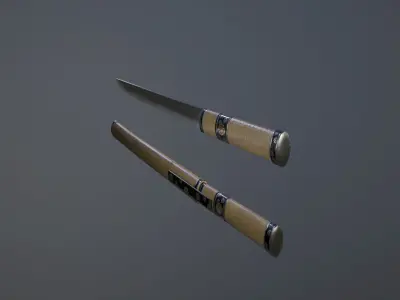 Japanese short sword - Tantou Low-poly 3D model