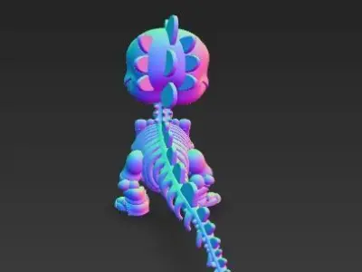 Mechanical Articulated Cute Baby Dinosaur Skeleton 3D model