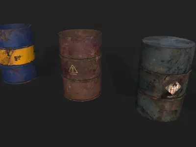 Rusty Metal Barrels Low-poly 3D model
