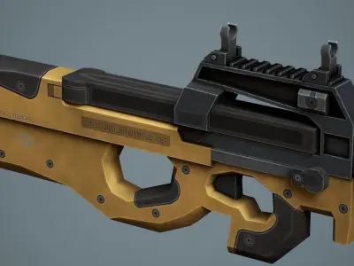 P90 Submachine Gun - Low Poly Game Ready Low-poly 3D model