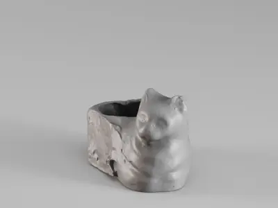 001594 Clay Vessel in the Shape of a Resting Cat 3D model