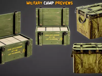 30 Military Camp Background Assets With PBR Texture - Vol 02 Low-poly 3D model