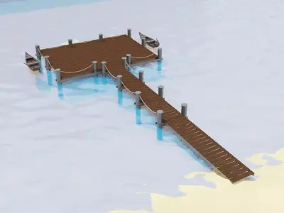 Marina for boats 3D model 3D model