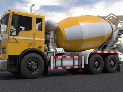 Cement Truck Low-poly 3D model by PhilRivera