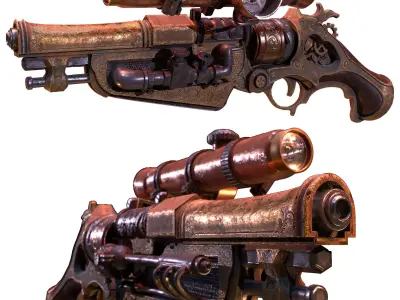 Victorian Vintage Handgun Low-poly 3D model