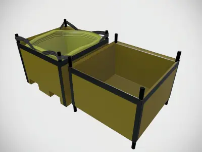 Industrial Metal Waste Bin Low-poly 3D model