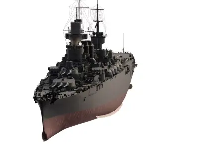 WW2 FRENCH NAVY DETAILED DESTROYER 3D model