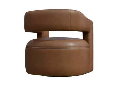 Modern Vegan Leather Open Back Swivel Barrel Accent Chair Low-poly 3D model