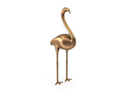 Flamingo PBR golden Low-poly 3D model