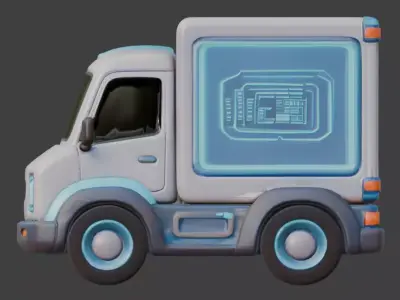 Futuristic Stylized Delivery Vehicle 3D Model Low-poly 3D model