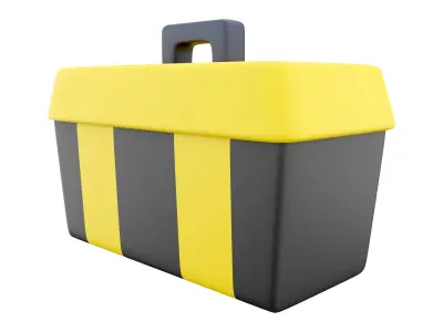 Plastic toolbox cartoon icon 3D model