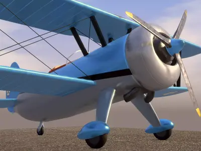 Stylized Biplane Low-poly 3D model purchase