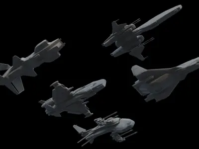 Sci Fi SET -  Aircraft Spaceship 3D model