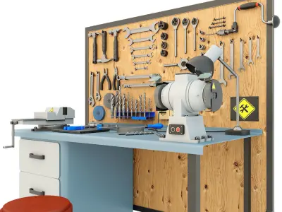 Workbench and garage tools 21 Items - Collection 2 3D model