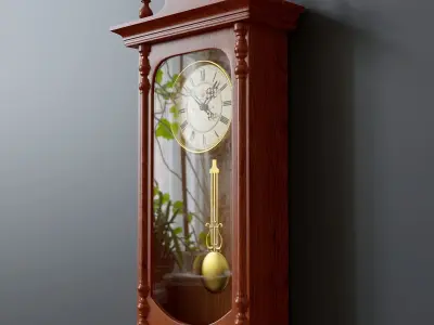 Vintage wooden wall clock 3D model
