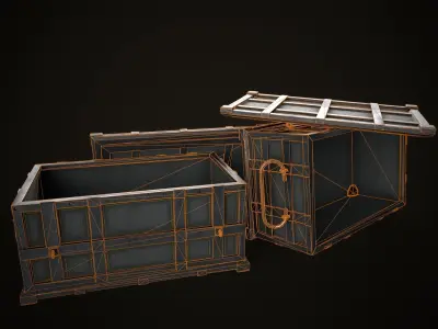 Game Ready Metal Crate with Lid Low-poly 3D model