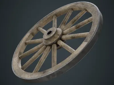 Wagon Wheel 1B Low-poly 3D model