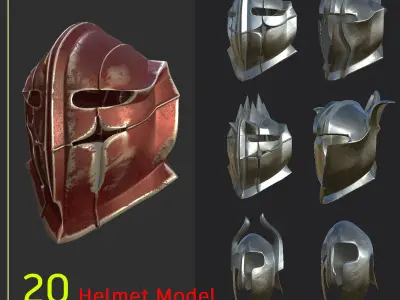 20 helmets models 3D model