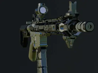 AR-15 riffle Low-poly 3D model