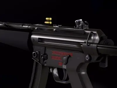 MP5 submachine gun low poly Free low-poly 3D model