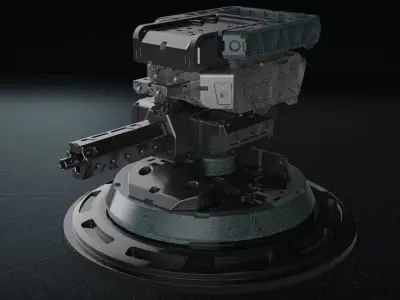 Robot mech botic Turret scifi plasma 3D model