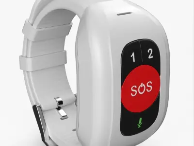 Emergency Call Watch for Seniors White 3D model