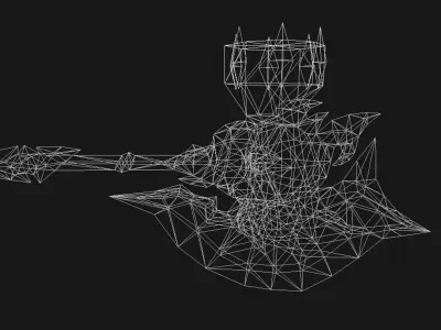Futuristic Axe Low-poly 3D model 2
