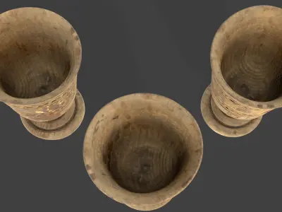 Antique Wooden Goblet Low-poly 3D model
