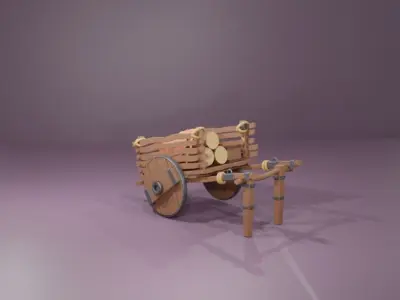 old wooden cart Low-poly 3D model buy