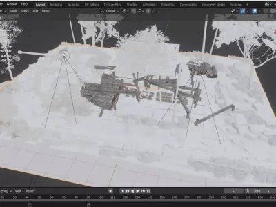 Abandoned War Bunker Mini Terrain Diorama 3D model