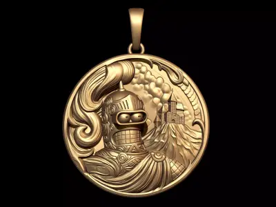 Bender Cartoon Coin Pendant 3D print model