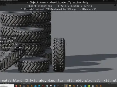 Wheel Loader Tyres High and Low-Poly Version 3D Model Pack