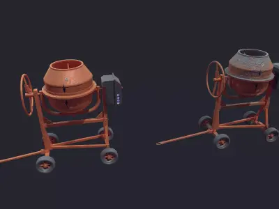 Concrete Mixer Low-poly 3D model 2