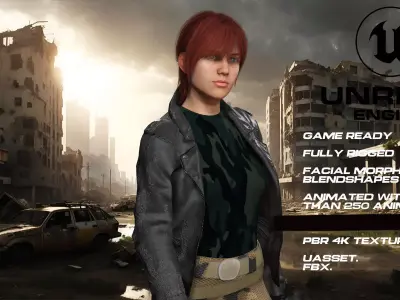 Zombie Hunter full rigged - game ready - animated Low-poly 3D model buy