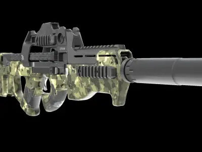 P90 Submachine Gun 3d model Low-poly 3D model