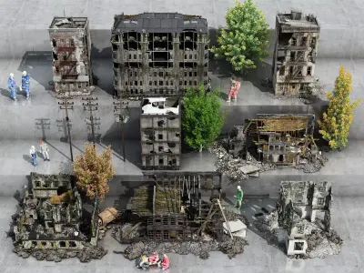 Urban ruins Low-poly 3D model purchase
