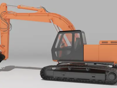 Excavator 4K Low-poly 3D model