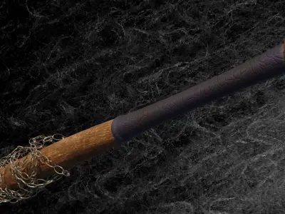 POST APOCALYPTIC MELEE WEAPON CHAINED BAT Low-poly 3D model