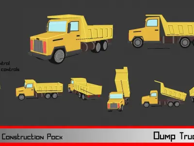 LowPoly Construction Vehicle Pack Low-poly 3D model
