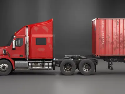 Used Generic Semi Truck with ISO Shipping Container Trailer 3D model