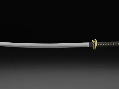 Katana Sword Low-poly 3D model 2